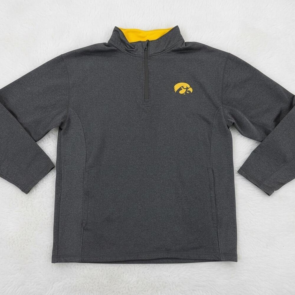 Knights Apparel Men's Iowa Hawkeyes Gray Quarter Zip Pullover - Size L
 b68